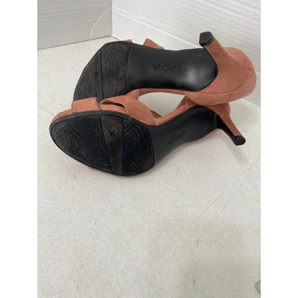 LifeStride Mega Heeled Sandals Women 7.5W Mauve Pink Excellent Faux Suede Strapp